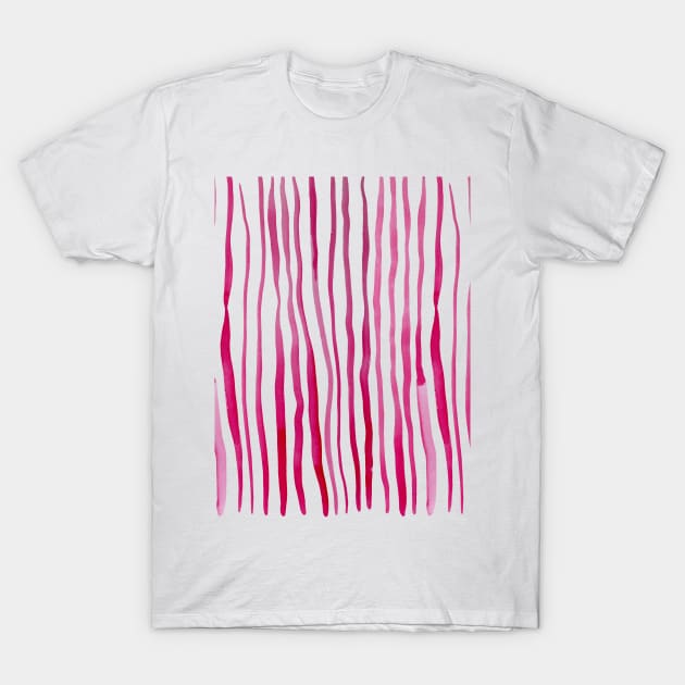 Vertical watercolor lines - red T-Shirt by wackapacka